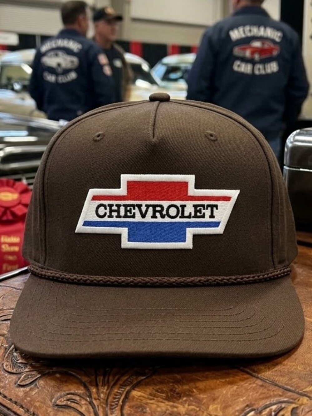 Retro Chevy Truck Hat Bowtie Patch Brown Twill Rope Snapback Cap USA New Square